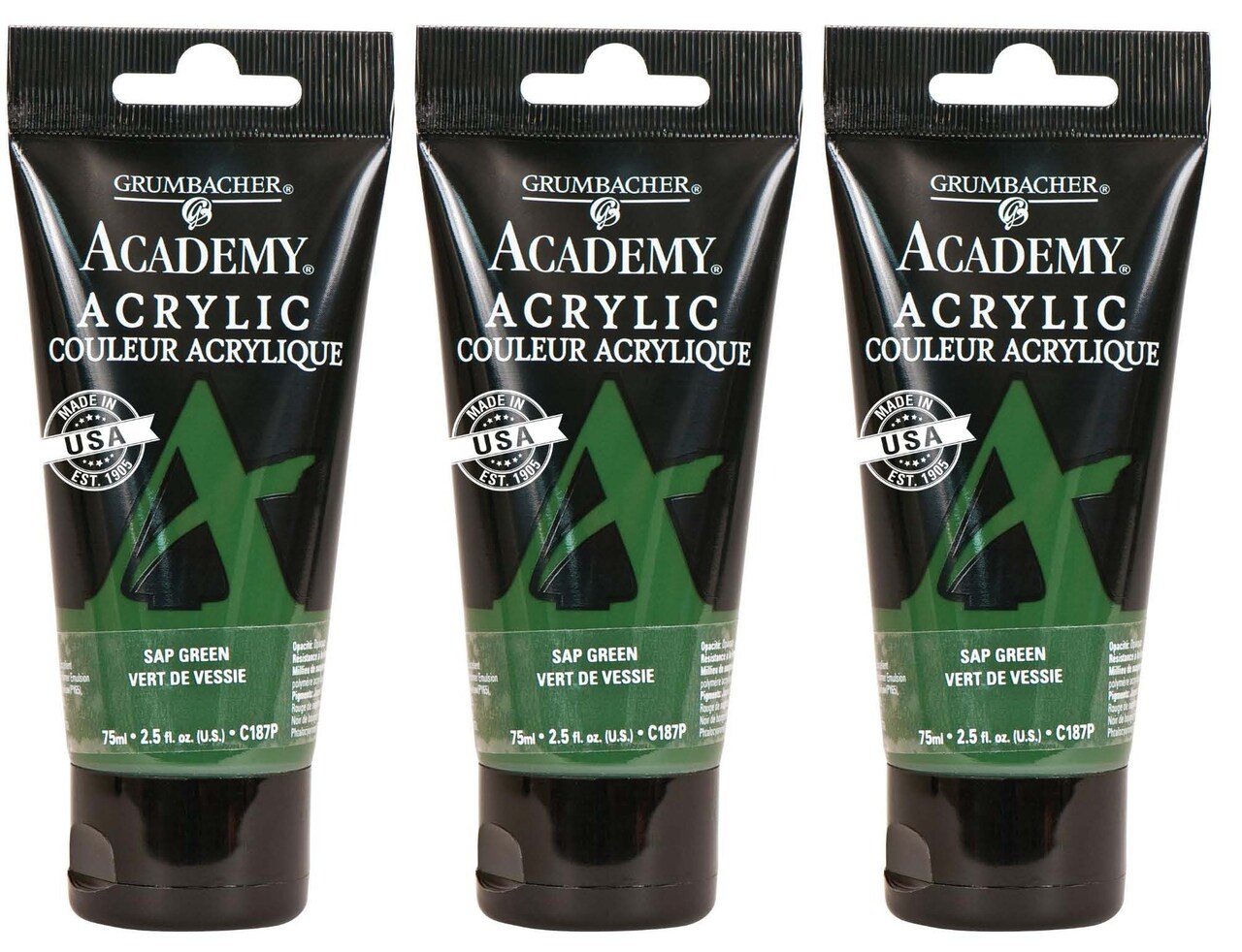 Grumbacher Academy® Acrylic Box of 3 - Green Color Family, 75ml